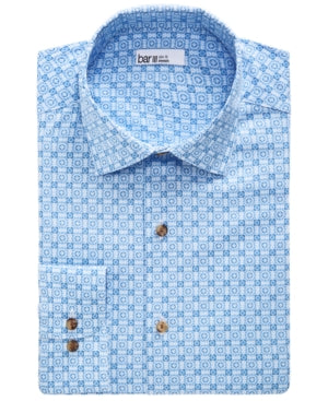 Bar III Mens Slim Fit Performance Button Down Shirt Blue White 14 14.5