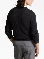 Ralph Lauren Polo Mens Pure Cashmere Crewneck Cable Knit Sweater Large Black