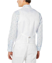 Bar Iii Mens Slim fit Button-Up Suit Vest XL White Linen Linen
