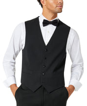 Tommy Hilfiger Mens Modern fit Button-Up Tuxedo Suit Vest XL Black Solid