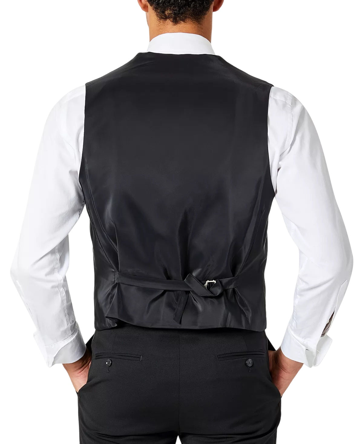 Tommy Hilfiger Mens Modern fit Button-Up Tuxedo Suit Vest XL Black Solid