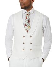 Tayion Mens Classic fit Double Breasted Button-Up Suit Vest XL White Herringbone