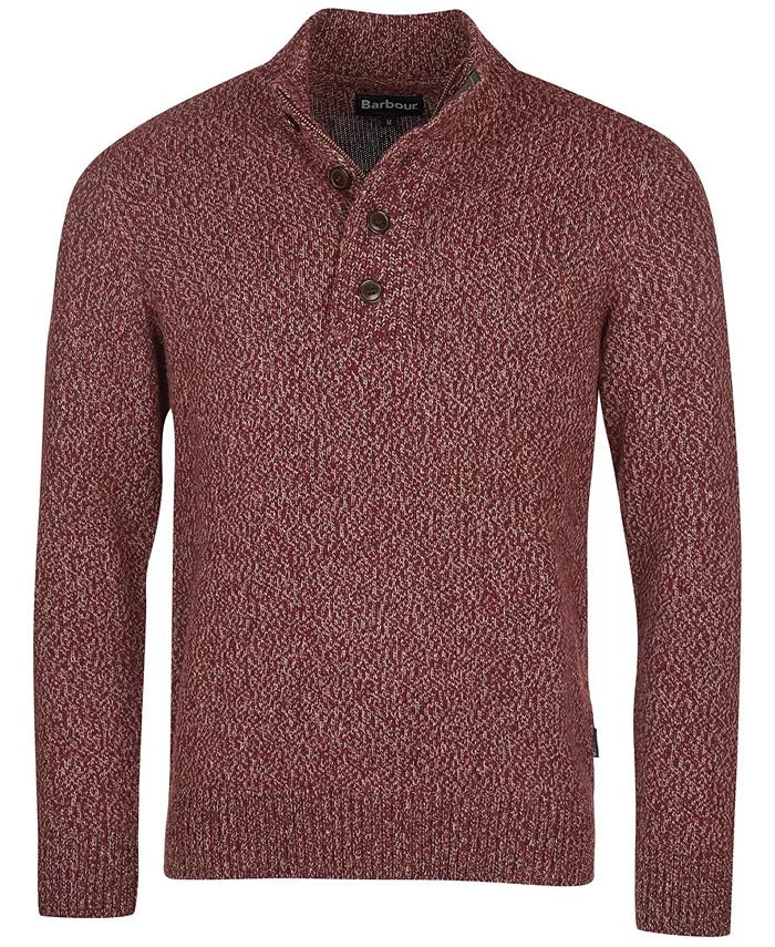 Barbour Men's Sid Regular fit Marled Half-zip Sweater Dark Red Xl