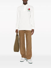 Polo Ralph Lauren Mens Long Sleeve Polo Shirt XL White / Rose Embroidered
