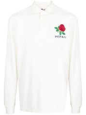 Polo Ralph Lauren Mens Long Sleeve Polo Shirt XL White / Rose Embroidered