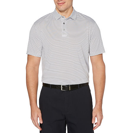 PGA TOUR Mens Regular fit Short Sleeve Polo Shirt Small White Striped