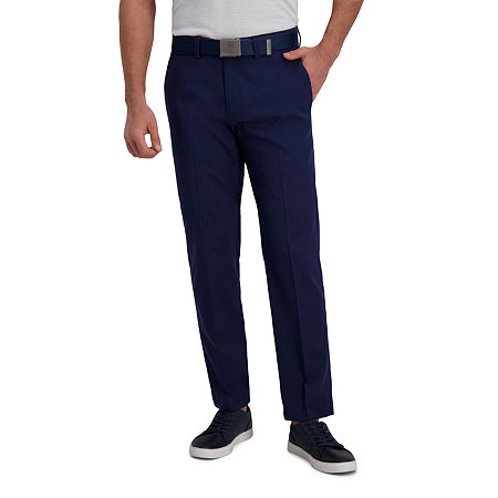 Haggar Mens Classic fit Dress Pants 36 / 32 Navy Blue Solid Stretch
