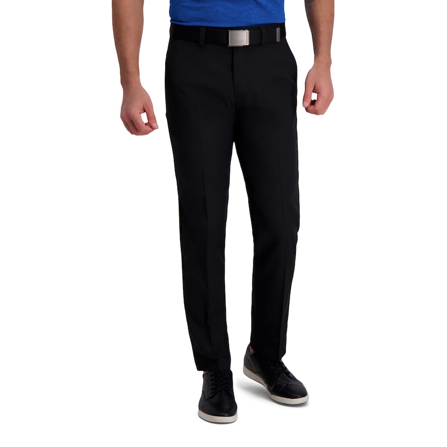 Haggar Mens Straight fit Dress Pants 34 / 32 Black Solid