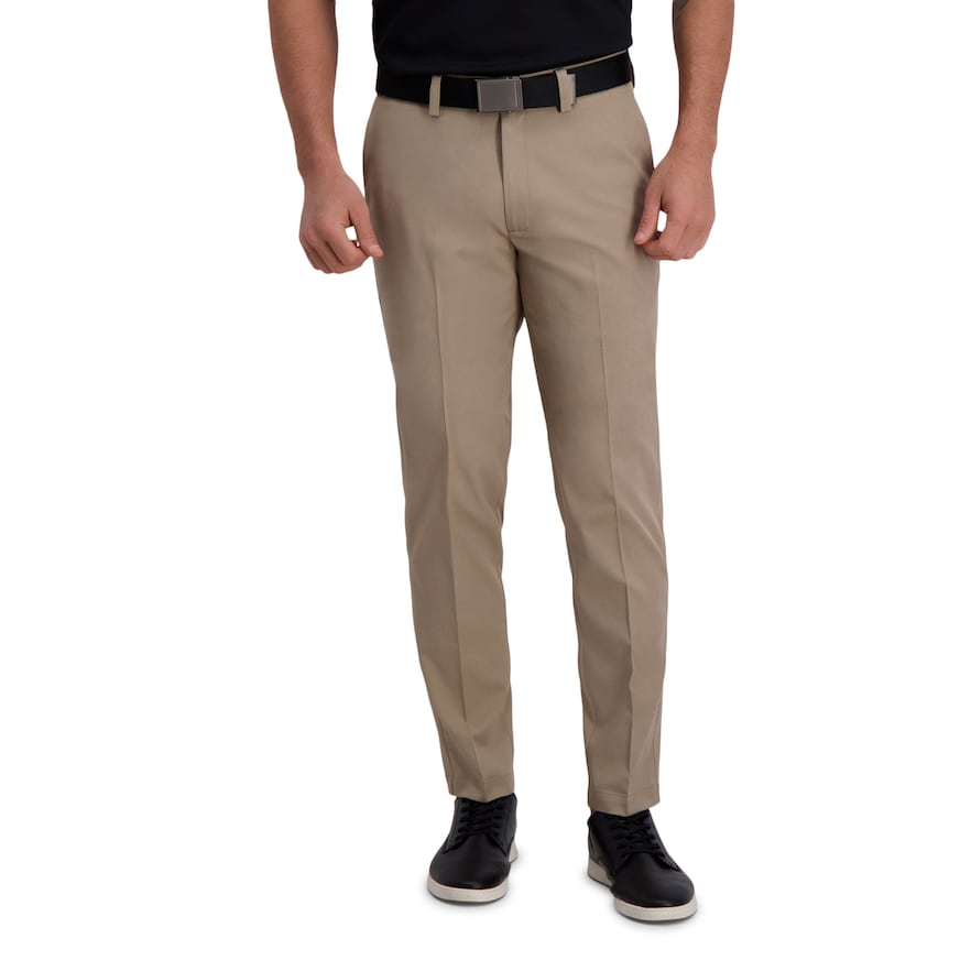 Haggar Mens Slim fit Casual Pants 32 / 32 Beige Solid