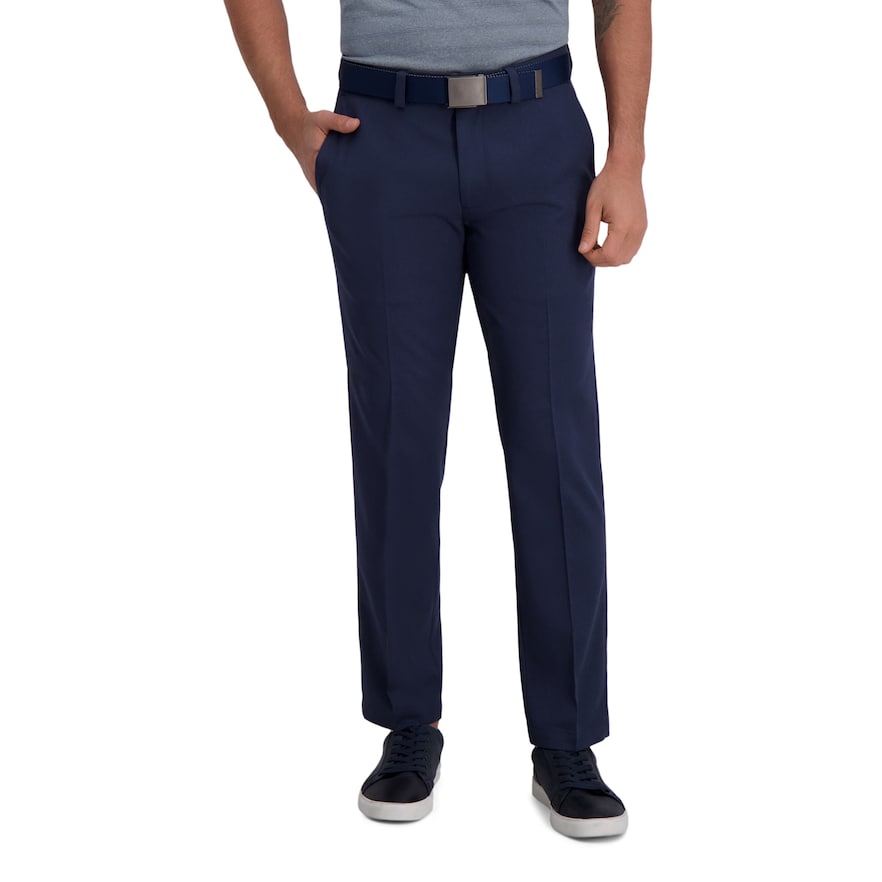 Haggar MeStraight fit Dress Pants 34 / 30 Dark Blue Solid Stretch
