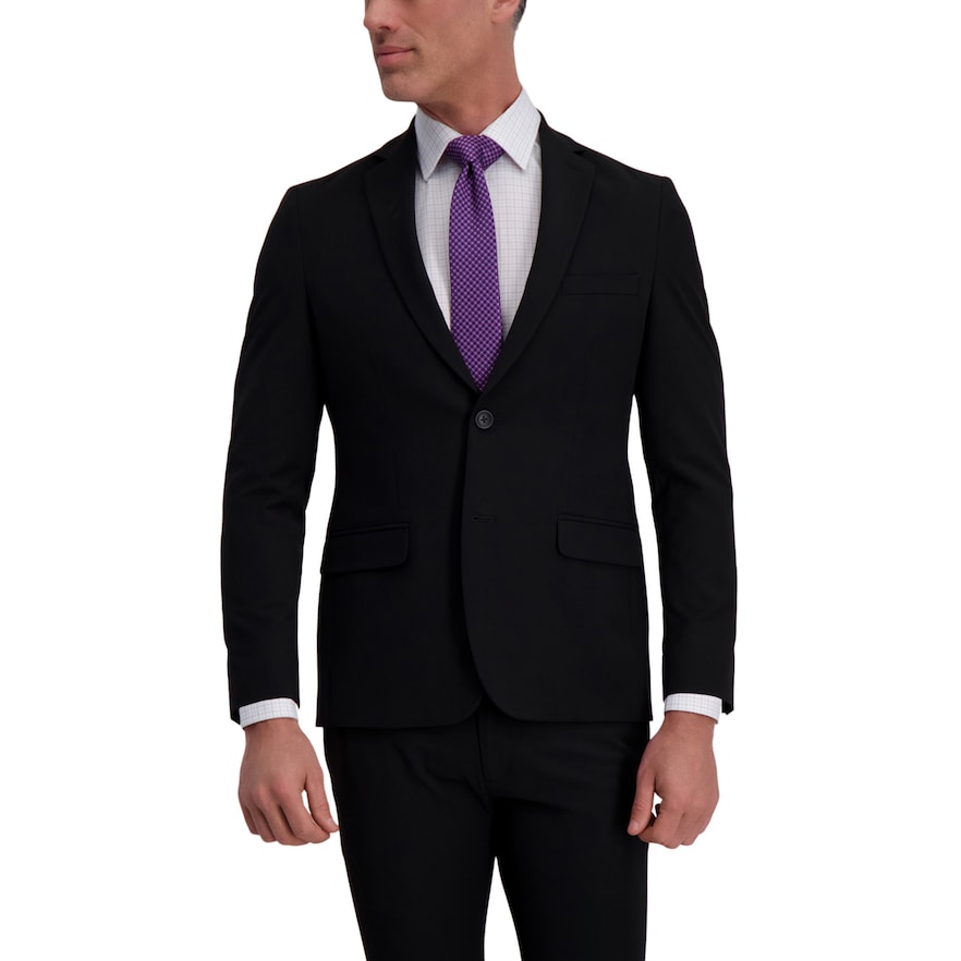 Haggar Men Slim fit Suit Jacket Blazer 36 S Black Solid Stretch