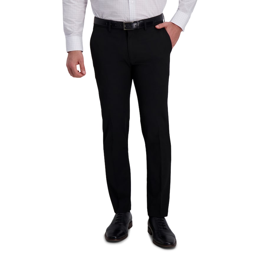 Haggar Mens Extra-Slim fit Dress Pants 32 / 29 Black Solid Stretch