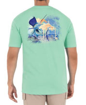 Guy Harvey Mens Sunset Sailfish Logo Short Sleeve T Shirt Beach Glass Medium