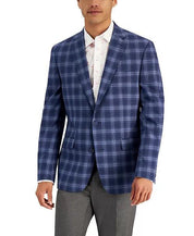 Bar III Men's Slim Fit Blue Pattern Blazer 44L