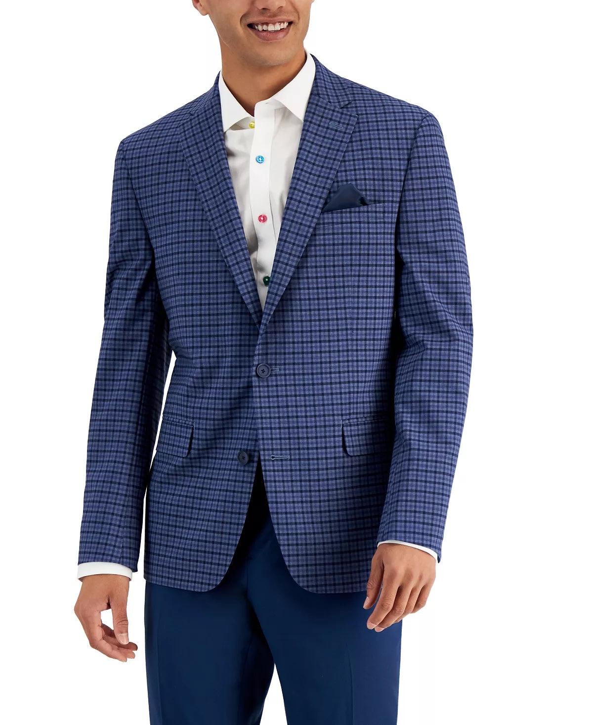 Bar III Men's Slim-Fit Patterned Blue Blazer 42R