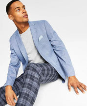 Bar III Men's Slim-Fit Blue Grid Blazer 40S