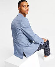 Bar III Men's Slim-Fit Blue Grid Blazer 40S
