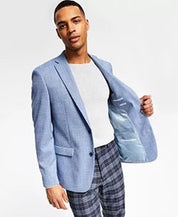 Bar III Men's Slim-Fit Blue Grid Blazer 40S