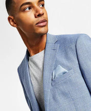 Bar III Men's Slim-Fit Blue Grid Blazer 40S