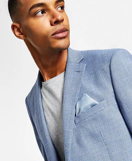 Bar III Men's Slim-Fit Blue Grid Blazer 40S