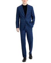 Nautica Mens Modern fit 2 Piece Suit 40 L / 34 Waist Blue Plaid Stretch