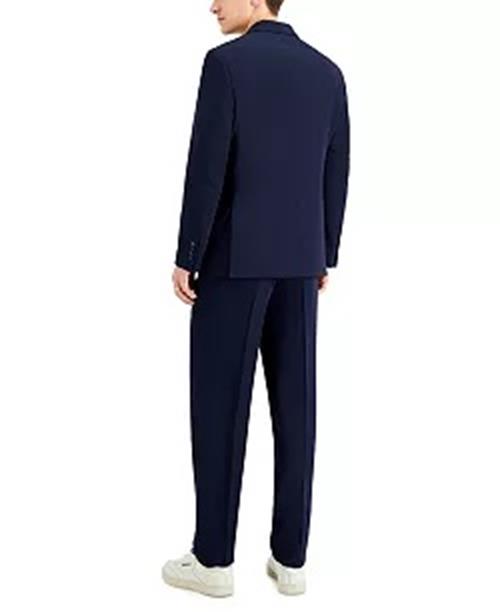 Nautica Mens Modern fit 2 Piece Suit 42 R / 34 Waist Navy Blue Solid Stretch