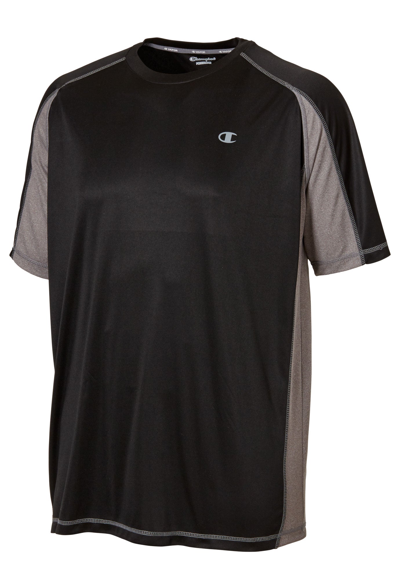 Champion Mens Big Tall Vapor Colorblocked Crewneck T Shirt  Black 3XL