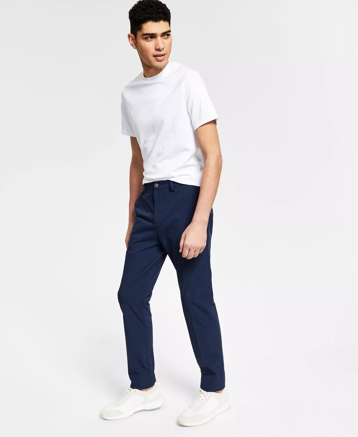 Calvin Klein Mens Slim Fit Tech Solid Performance Dress Pants 34 X 32 Navy Blue