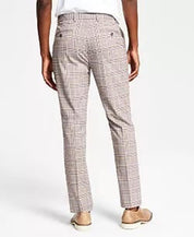 TOMMY HILFIGER Modern-Fit Flex Stretch Check Pants Pink Plaid 32 X 30