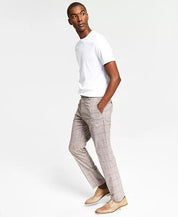 TOMMY HILFIGER Modern-Fit Flex Stretch Check Pants Pink Plaid 32 X 30