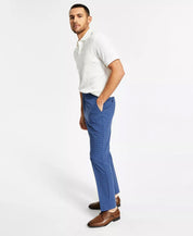 Tommy Hilfiger Men's Modern-Fit TH Stretch Check Performance Pants Blue 32 X 34