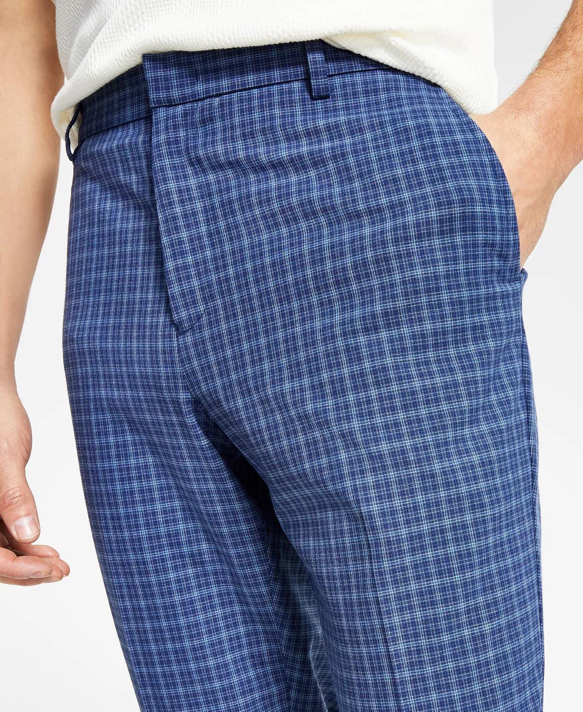 Tommy Hilfiger Men's Modern Fit Dress Pants Blue Windowpane 34 x 30