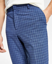 Tommy Hilfiger Men's Modern Fit Dress Pants Blue Windowpane 34 x 30