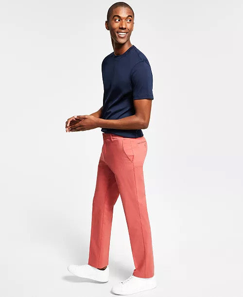 Tommy Hilfiger Mens Modern fit Dress Pants 40 / 32 Red Solid Stretch