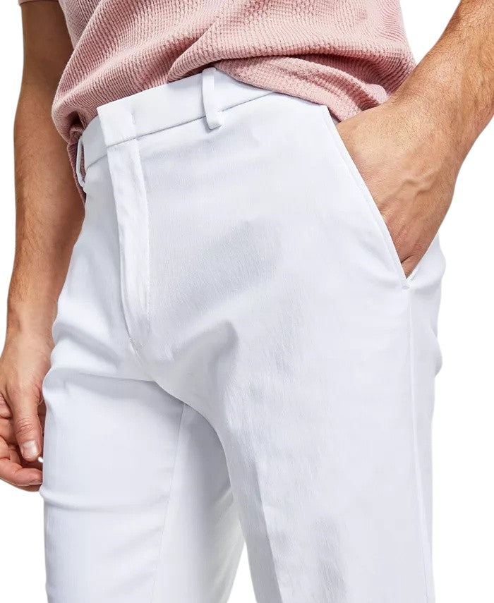 Tommy Hilfiger Mens Modern fit Dress Pants 33 / 32 White Solid  TH Flex Stretch