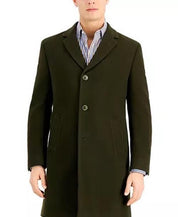 Nautica Mens Regular Fit Wool Overcoat Coat 40 Short Olive Green Solid