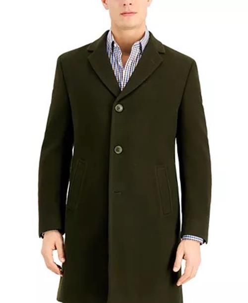 Nautica Men's Barge Classic Fit Wool/Cashmere Blend Solid Overcoat 38R Olive