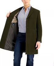 Nautica Mens Regular Fit Wool Overcoat Coat 42S Olive Green