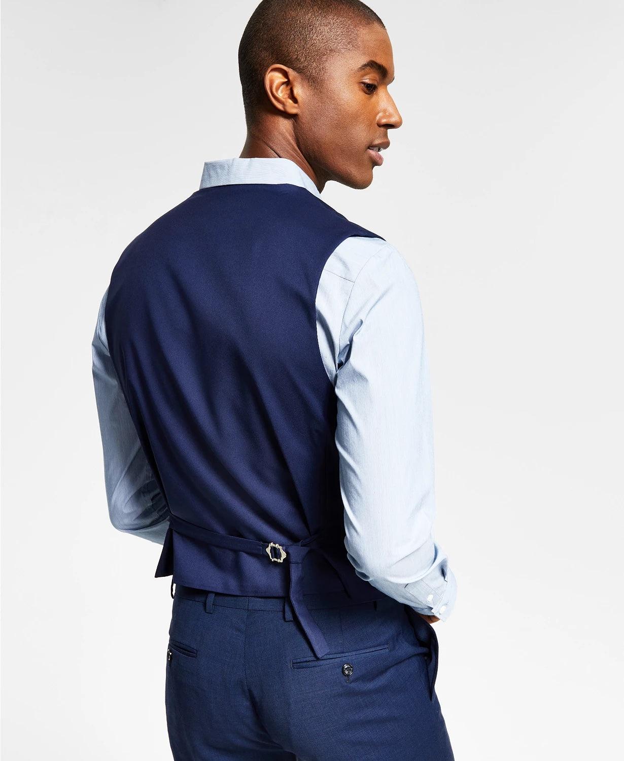 Tommy Hilfiger Mens Modern fit Button-Up Vest XL Navy Blue Solid Stretch