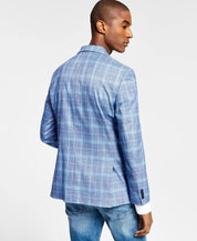 TOMMY HILFIGER Men's Modern-Fit Blue Plaid Blazer 38S Sport Coat
