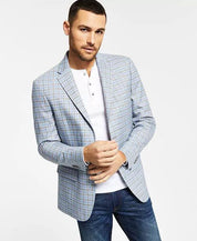 Tommy Hilfiger Mens Modern Fit Suit Jacket Gray Blue 46R