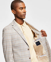 Tommy Hilfiger Men's Blazer 38S Modern-Fit Brown Cream Plaid