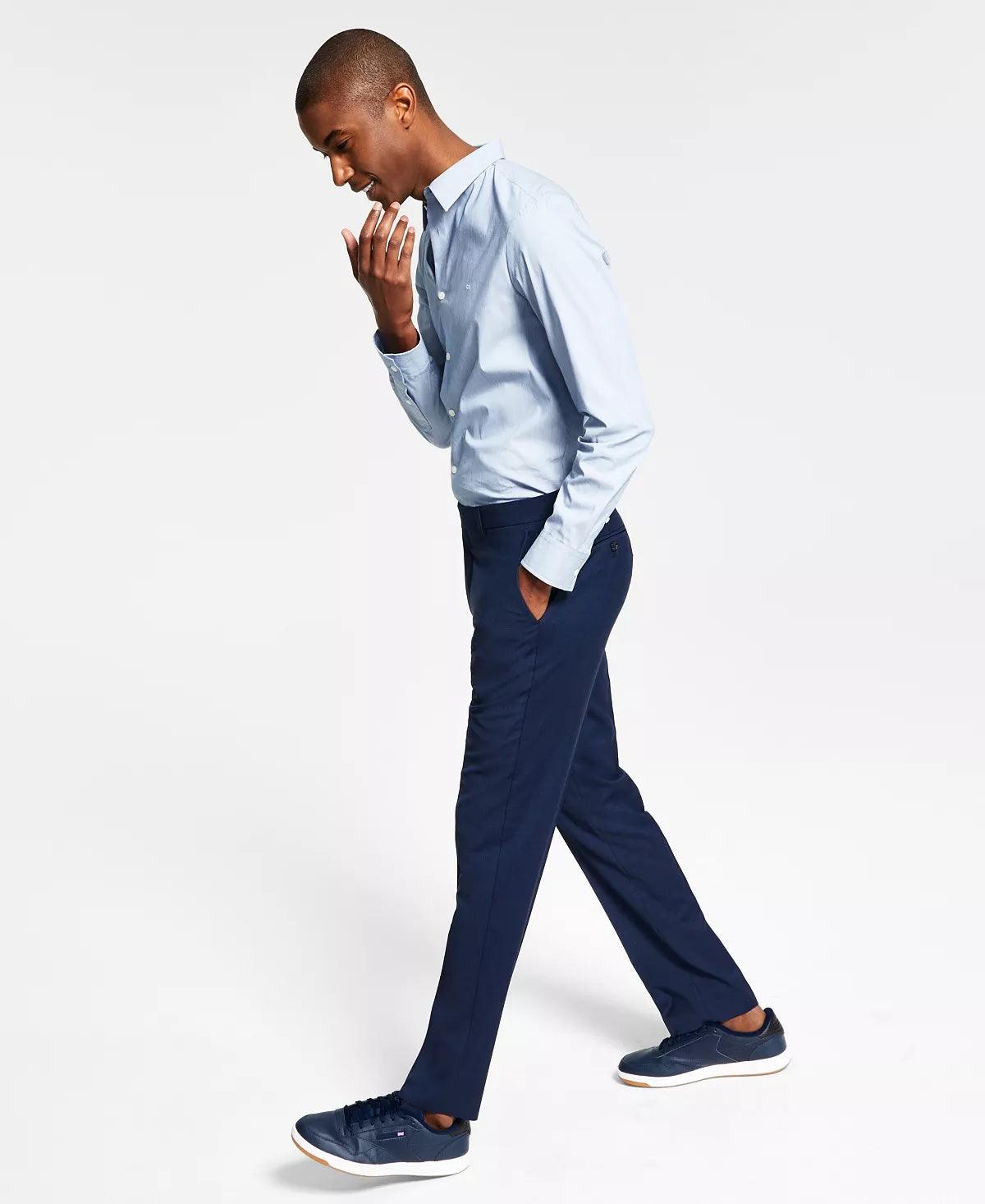 Tommy Hilfiger Mens Modern fit Dress Pants 32 / 32 Navy Blue Solid Stretch