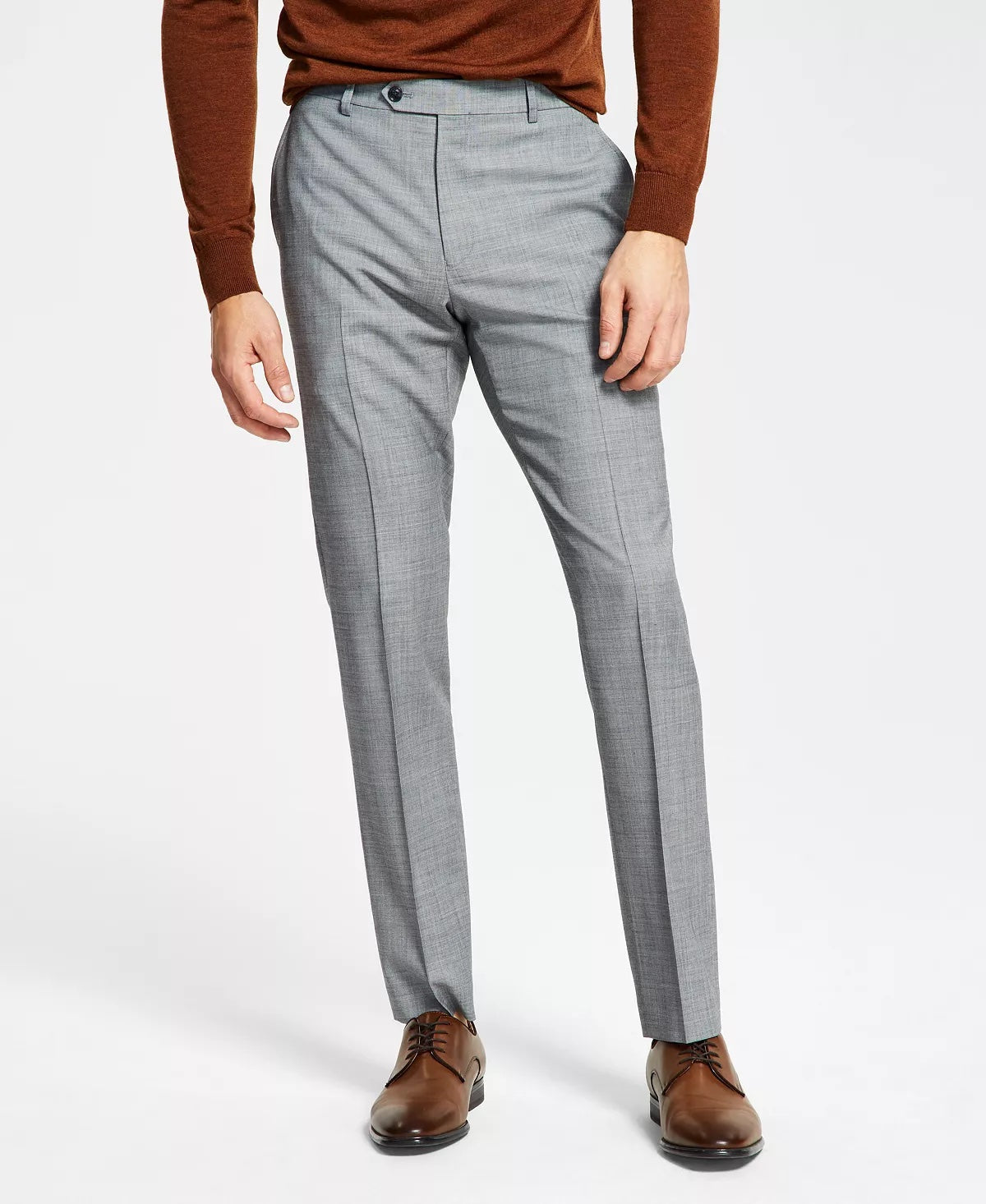 Tommy Hilfiger Mens Modern fit Dress Pants 40 / 30 Grey Solid Stretch Wool