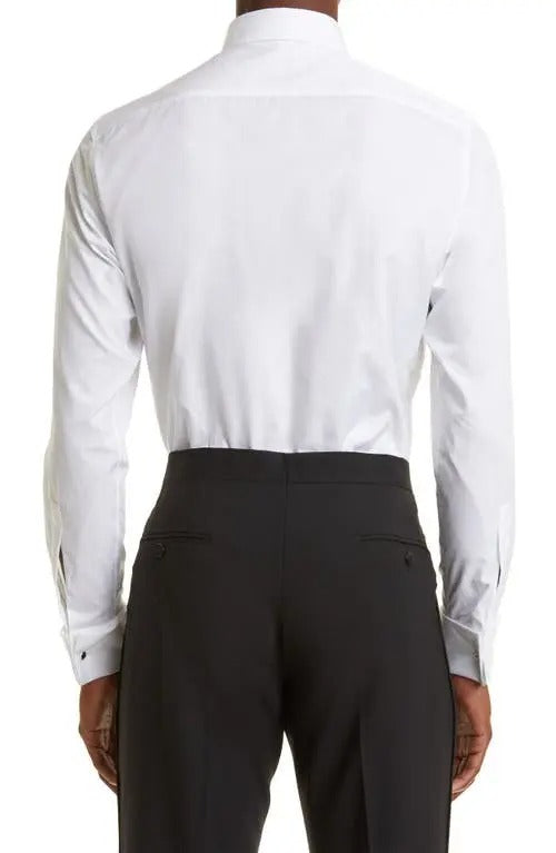 Zegna Mens Regular Fit Tuxedo Shirt Size 40 / 15 .75 White French Cuff Italy