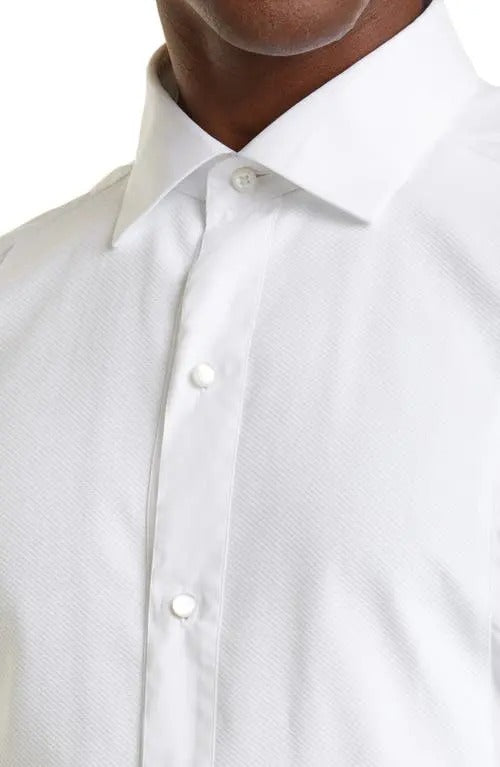 Zegna Mens Regular Fit Tuxedo Shirt Size 40 / 15 .75 White French Cuff Italy