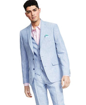 Bar Iii Mens Slim fit Suit Jacket Blazer 40 R Light Blue Solid Linen Linen