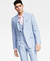 Bar Iii Mens Slim fit Sport Coat Blazer 36 S Light Blue Solid Stretch Linen