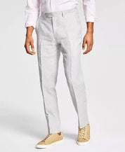 Bar III Men's Slim-Fit Textured Linen Suit Pant Grey