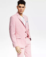 Bar III Mens Slim Fit Pink Linen Suit Jacket 44S